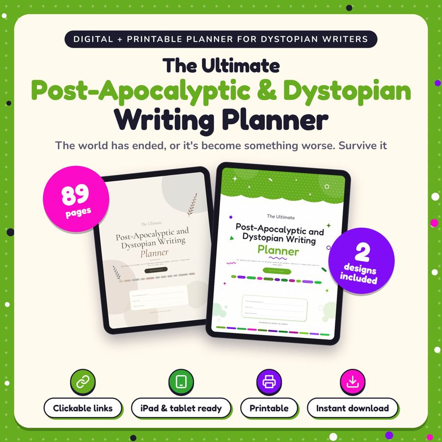 The Ultimate Post-Apocalyptic & Dystopian Writing Planner: listing cover